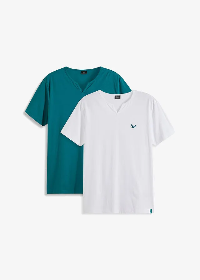 CAMISETA CON CORTE CóMODO (2 UNIDADES) AZUL PETRóLEOBLANCO
